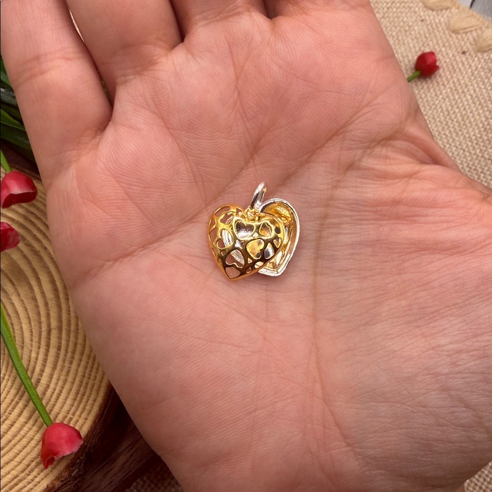 New! 🆕 Gold Heart Pendant 925 - Picture 4 of 8